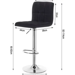Rootz Barstol - Justerbar barstol - Ergonomisk bordskammel - Holdbart hørsæde - Metalstel - Gulvbeskyttelse - 92cm-114cm x 44cm x 38cm