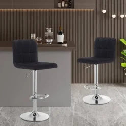 Rootz Barstol - Justerbar barstol - Ergonomisk bordskammel - Holdbart hørsæde - Metalstel - Gulvbeskyttelse - 92cm-114cm x 44cm x 38cm