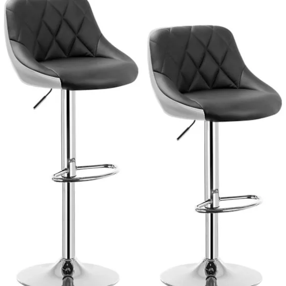 Rootz barstol - Justerbar bordstol - Drejelig barstol - Komfortabel, stilfuld, holdbar - Forkromet stål, imiteret læder - 38cm x 35cm, Højde 84cm-106c | Fyndiq
