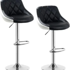 Rootz Barstol - Justerbar bordstol - Drejelig barstol - Komfortabel, ergonomisk, nem montering - Forkromet stål, imiteret læder - 38cm x 35cm, 84cm-10 | Fyndiq