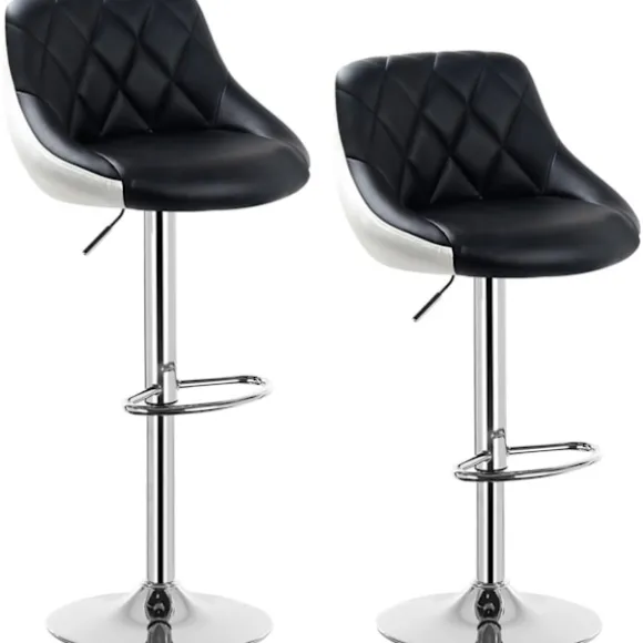 Rootz Barstol - Justerbar bordstol - Drejelig barstol - Komfortabel, ergonomisk, nem montering - Forkromet stål, imiteret læder - 38cm x 35cm, 84cm-10 | Fyndiq
