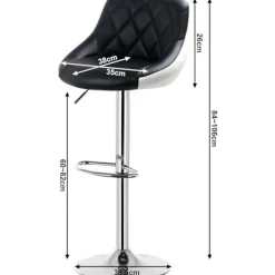 Rootz Barstol - Justerbar bordstol - Drejelig barstol - Komfortabel, ergonomisk, nem montering - Forkromet stål, imiteret læder - 38cm x 35cm, 84cm-10 | Fyndiq
