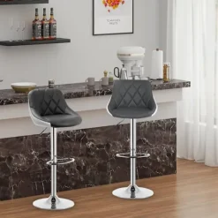 Rootz barstol - Justerbar bordstol - Drejelig barstol - Komfortabel, stilfuld, holdbar - Forkromet stål - 38cm x 35cm, Højde 84cm-106cm Justerbar