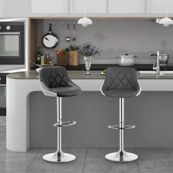 Rootz barstol - Justerbar bordstol - Drejelig barstol - Komfortabel, stilfuld, holdbar - Forkromet stål - 38cm x 35cm, Højde 84cm-106cm Justerbar