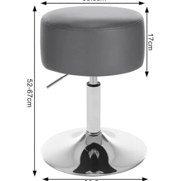 Rootz Barstol drejestol - Roterende skammel - Justerbar højde - Kunstlæder - 33,5 cm - 52-67 cm - 38,5 cm - 120 kg belastning - Nem montering
