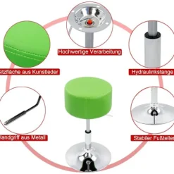 Rootz Barstol drejestol - Roterende skammel - Justerbar højde - Kunstlæder - 33,5 cm - 52-67 cm - 38,5 cm - 120 kg belastning - Nem montering