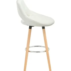 Rootz Barstol i imiteret læder - Bordstol med træramme - Komfortabel siddeplads - Holdbar og stabil - Nem montering - 43 cm x 43 cm x 91 cm