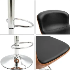 Rootz Barstole - Fodstøtte - Sæt med 2 - Højdejusterbar - Roterbar - 46 x 53,5 x 85-106 cm - Sort - Sølv - PU