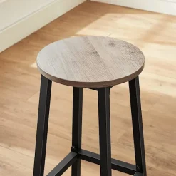 Rootz Barstole - Sæt med 2 - Køkkenstol - Metalstel - Forarbejdet træ - Grå - 32 x 65 cm
