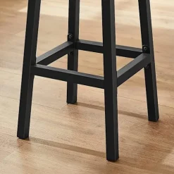 Rootz Barstole - Sæt med 2 - Køkkenstol - Metalstel - Forarbejdet træ - Grå - 32 x 65 cm