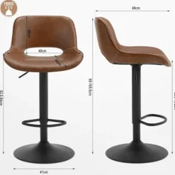 Rootz Barstolesæt i imiteret læder - Bordskamler - Vintage imiteret læder - Vandtæt - 48 cm x (85-105,5 cm) x 49 cm