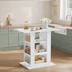 Rootz Bart -bord med opbevaring - Højt bord - Counter Table - Robust & Scratch -resistente - 105 cm x 94 cm x 68 cm - Hvid