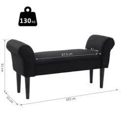 Rootz BedBench - Sort - Konstrueret træ, skum - 40,15 cm x 12,2 cm x 20,07 cm
