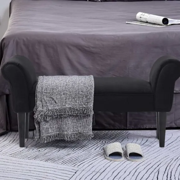 Rootz BedBench - Sort - Konstrueret træ, skum - 40,15 cm x 12,2 cm x 20,07 cm