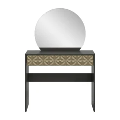 Rootz Black and Brown Dressing Table - Vanity Table - Makeup Desk - Ample Storage - 90x133x39cm
