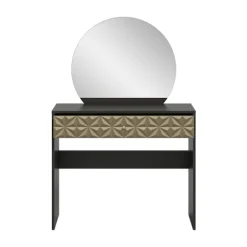 Rootz Black and Brown Dressing Table - Vanity Table - Makeup Desk - Ample Storage - 90x133x39cm