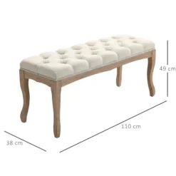 Rootz bænk - polstret bænk - brystbænk - skobænk - vintage sengebænk - beige - 110 x 40 x 48 cm