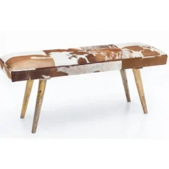 Rootz bænk - polstret bænk - hall bænk - bænk - gede læder - mango træ - brun/hvid - 120 cm