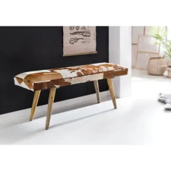 Rootz bænk - polstret bænk - hall bænk - bænk - gede læder - mango træ - brun/hvid - 120 cm