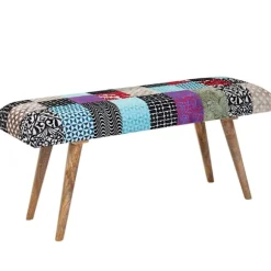 Rootz bænk fløjl - massivt træ bænk flerfarvet 117x51x38 cm sengebænk patchwork - Design polstret bænk gang moderne - Polstret stof bænk spisestue - G | Fyndiq
