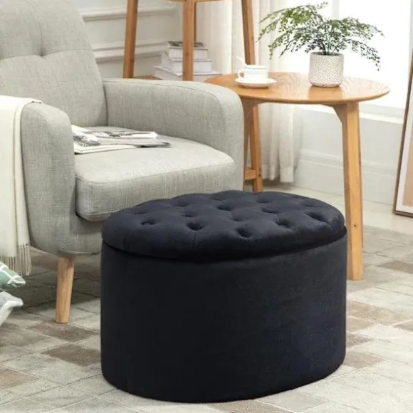 Rootz bænksæde - brystbænk - polstret bænk - med opbevaringsplads - sort - 71 x 52 x 42 cm