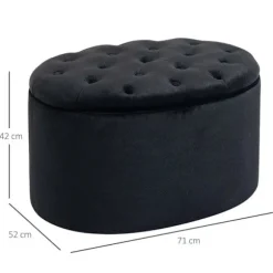 Rootz bænksæde - brystbænk - polstret bænk - med opbevaringsplads - sort - 71 x 52 x 42 cm