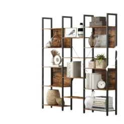 Rootz bogreol - Stående hylde - Metalrammehylde - 14 Rummelige hylder - Robust struktur - 158 cm x 24 cm x 166 cm