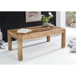 Rootz bord 110 x 60 x 47 cm massivt træ Mango Natur - Stuebord i landlig stil Rustikt sofabord Stue i massivt træ