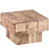 Rootz bord hårdttræ Acacia sofabord 44 x 44 x 30 cm sofabord Solid bred terning firkantet