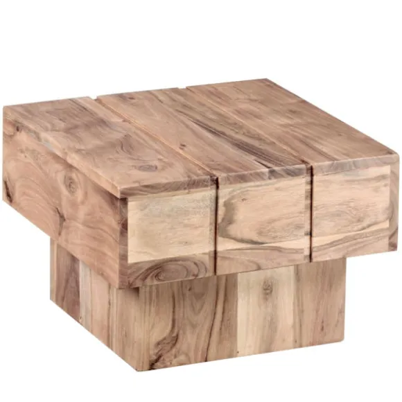 Rootz bord hårdttræ Acacia sofabord 44 x 44 x 30 cm sofabord Solid bred terning firkantet