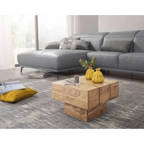 Rootz bord hårdttræ Acacia sofabord 44 x 44 x 30 cm sofabord Solid bred terning firkantet