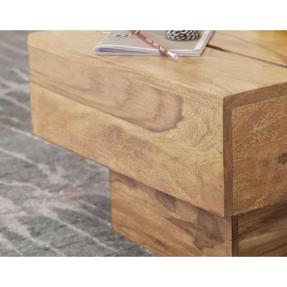 Rootz bord hårdttræ Acacia sofabord 44 x 44 x 30 cm sofabord Solid bred terning firkantet