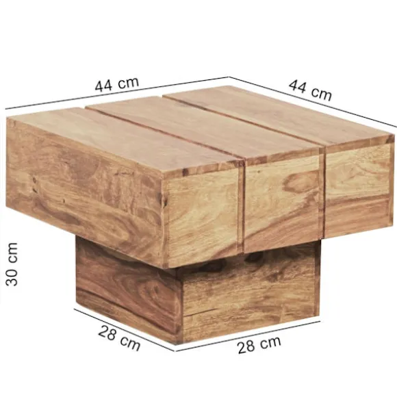 Rootz bord hårdttræ Acacia sofabord 44 x 44 x 30 cm sofabord Solid bred terning firkantet