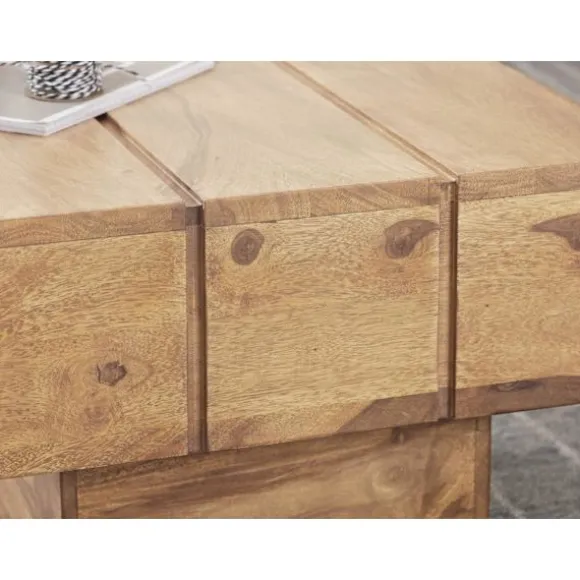 Rootz bord hårdttræ Acacia sofabord 44 x 44 x 30 cm sofabord Solid bred terning firkantet