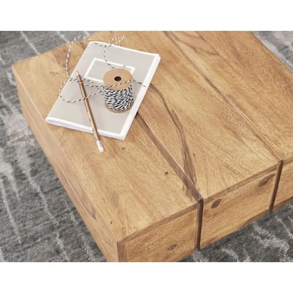 Rootz bord hårdttræ Acacia sofabord 44 x 44 x 30 cm sofabord Solid bred terning firkantet