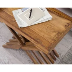 Rootz bord Massivt træ sheesham design foldebord serveringsbakke og bordramme sammenfoldelig landlig stil