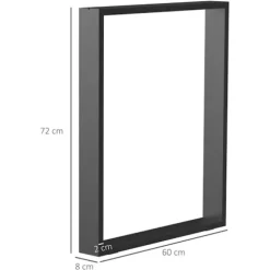 Rootz bordbensæt - 2 stålben - Forborede huller - Industrielt design - Stål - Sort - 60L x 8W x 72H cm