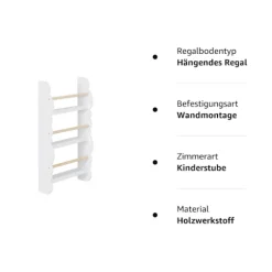 Rootz børnebogreol - Vægmonteret bogreol - Opbevaringsenhed til børn - Montessori læringshylde - Litteraturorganisering - Historiedisplay - Hvid - 34, | Fyndiq