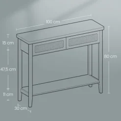 Rootz Brown Console Table - Entryway Table - Hallway Table - Holdbar MDF - 30 cm x 80 cm x 100 cm