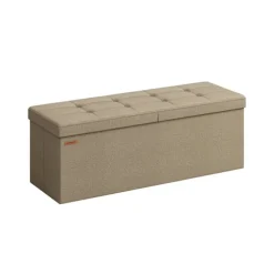Rootz Camel Brown sædekiste - Opbevaring Ottoman - Fodstøtte - MDF-konstruktion - Imiteret linnedpolstring - Skumpolstring - 38cm x 110cm x 38cm - 9,1 | Fyndiq