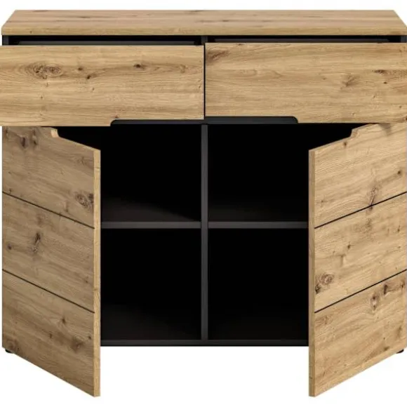 Rootz Canu Garderobe - Kommode - Grå - Artisan Look - Rumbesparende - 100x81x40 cm, bæredygtig FSC -certificerede møbler.