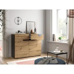 Rootz Canu Garderobe - Kommode - Grå - Artisan Look - Rumbesparende - 100x81x40 cm, bæredygtig FSC -certificerede møbler.