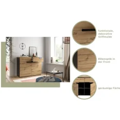 Rootz Canu Garderobe - Kommode - Grå - Artisan Look - Rumbesparende - 100x81x40 cm, bæredygtig FSC -certificerede møbler.