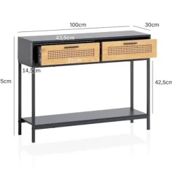 Rootz Chic konsolbord - Entrébord - Gangbord - Wienervævede fronter - Opbevaringsplads - 100 cm x 30 cm x 75 cm