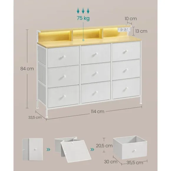 ROOTZ CHOST OF THEBLEERS - KOLLER - Opbevaringsenhed - LED -belysning - 33,5 T x 114 W x 84 H cm - Cloud White - Funktionelt design