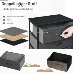 ROOTZ CHOST OF THEBLEERS - KOLLER - Opbevaringsskab - 5 skuffer - Metalramme - Vintage Wood Look - 45,5x95,5x30 cm
