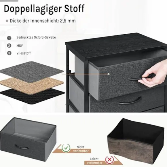 ROOTZ CHOST OF THEBLEERS - KOLLER - Opbevaringsskab - 5 skuffer - Metalramme - Vintage Wood Look - 45,5x95,5x30 cm