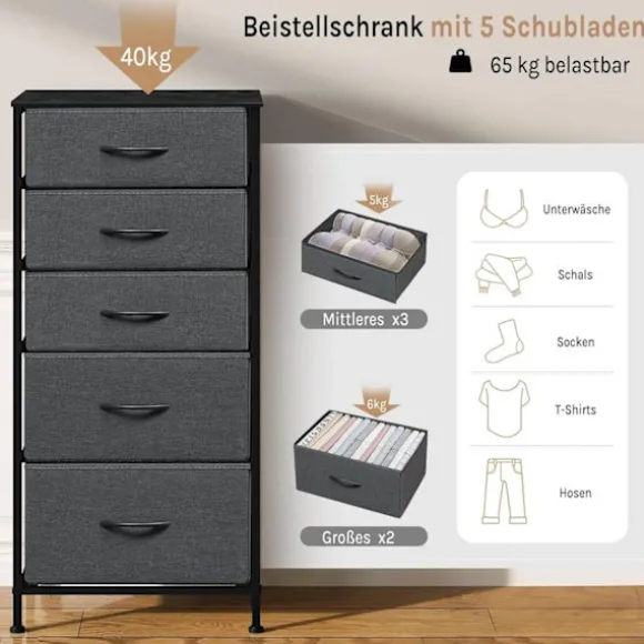 ROOTZ CHOST OF THEBLEERS - KOLLER - Opbevaringsskab - 5 skuffer - Metalramme - Vintage Wood Look - 45,5x95,5x30 cm