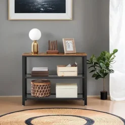 Rootz Console Table - Entryway Table - Smal Sofa Table - Vintage Brown & Black - Industrial Design - 101,5 cm x 35 cm x 80 cm