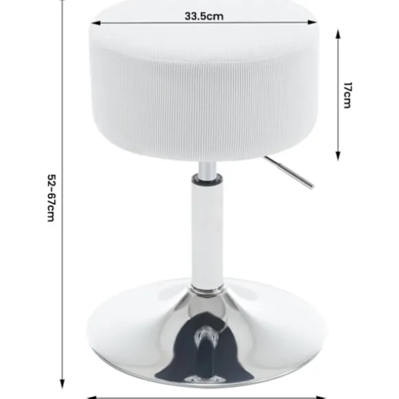 Rootz Corduroy Justerbar drejestol - Makeupstol - Møbelsæde - Åndbart sæde - 33,5 cm x (52-67 cm) x 33,5 cm